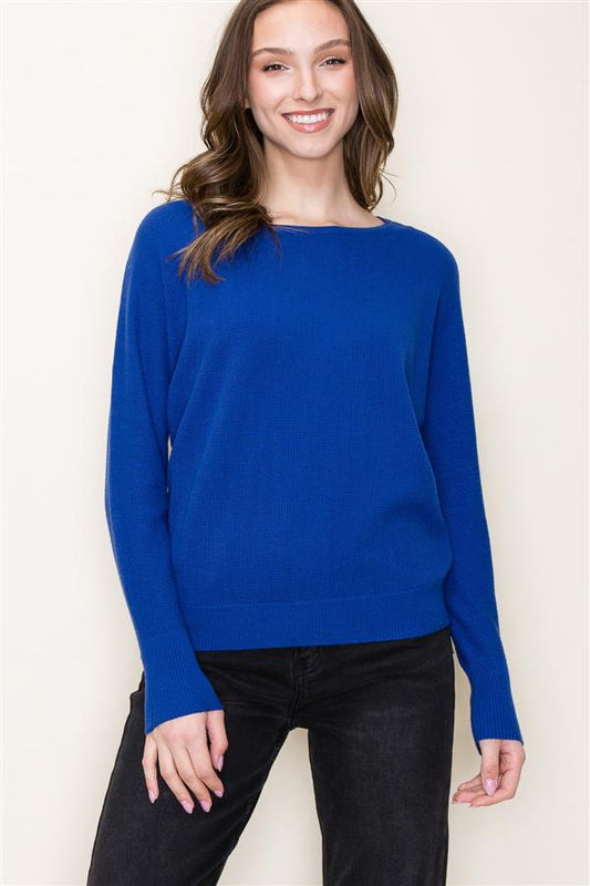 Boat Neck Ribbed Sweater