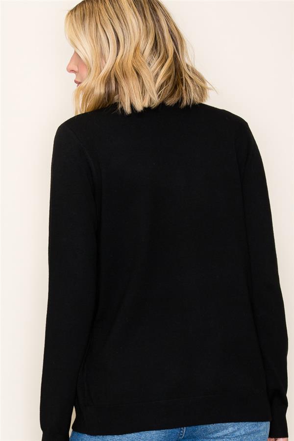 Black 2Fer Layered V-Neck Button Down Sweater Cardigan