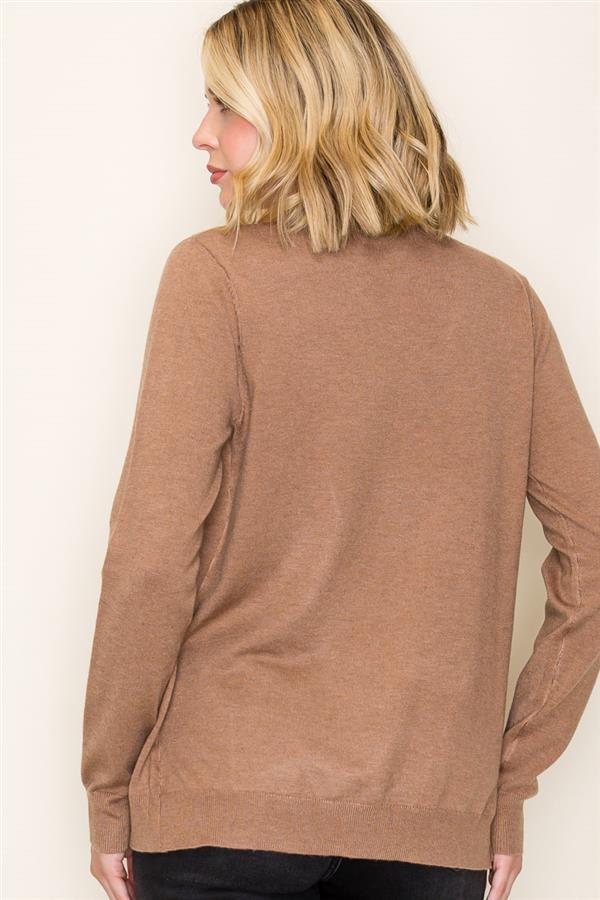 Camel 2Fer Layered V-Neck Button Down Sweater Cardigan