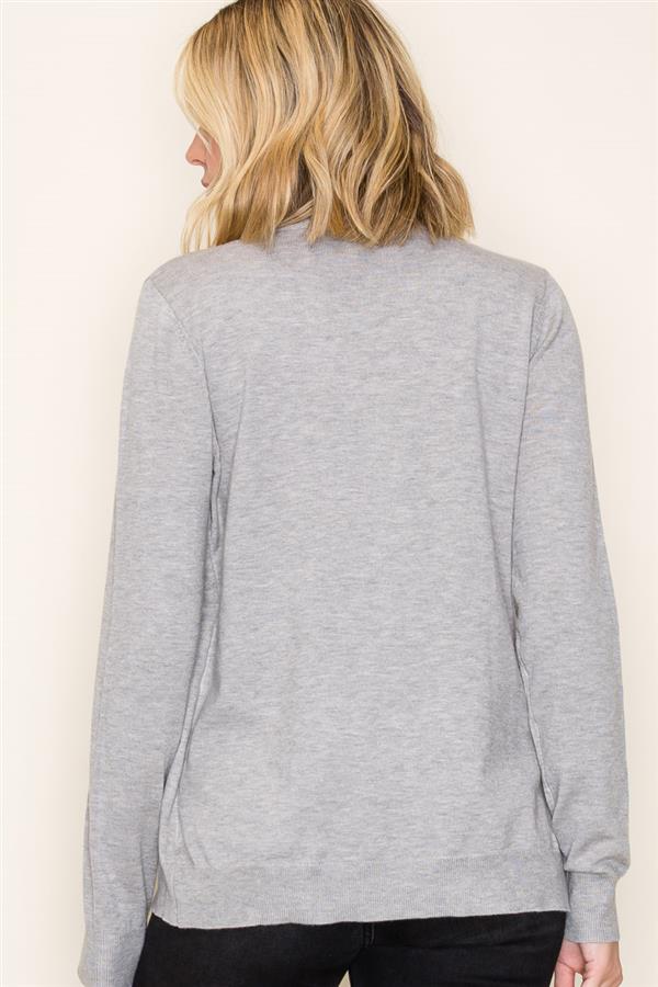 Grey 2Fer Layered V-Neck Button Down Sweater Cardigan
