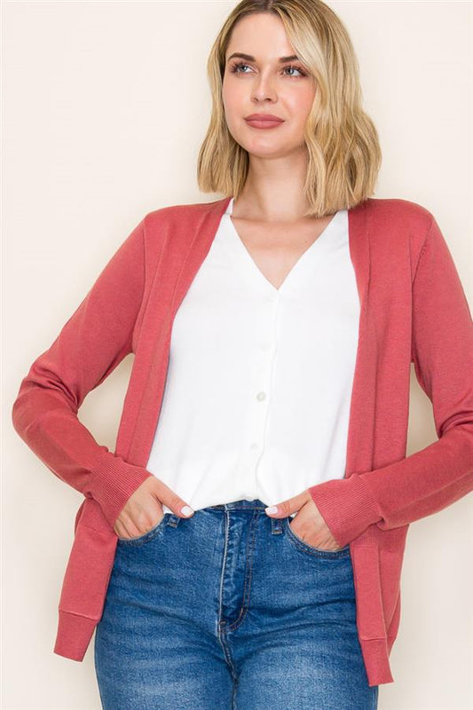Marsala 2Fer Layered V-Neck Button Down Sweater Cardigan