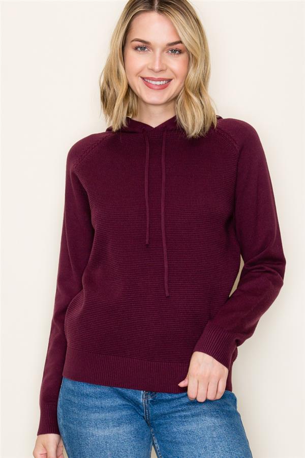 Dark Plum Waffle Knit Hoodie