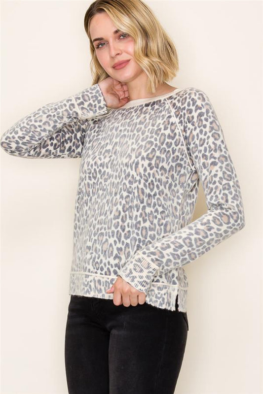 Brown Leopard Print Sweater