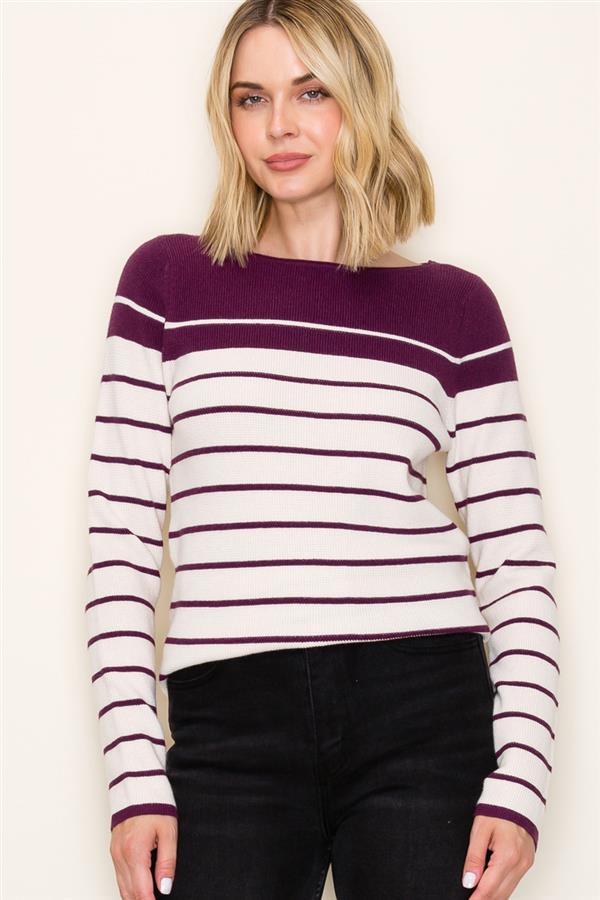 Plum Striped Sweater