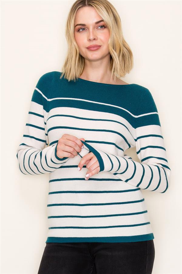 Teal Striped Sweater