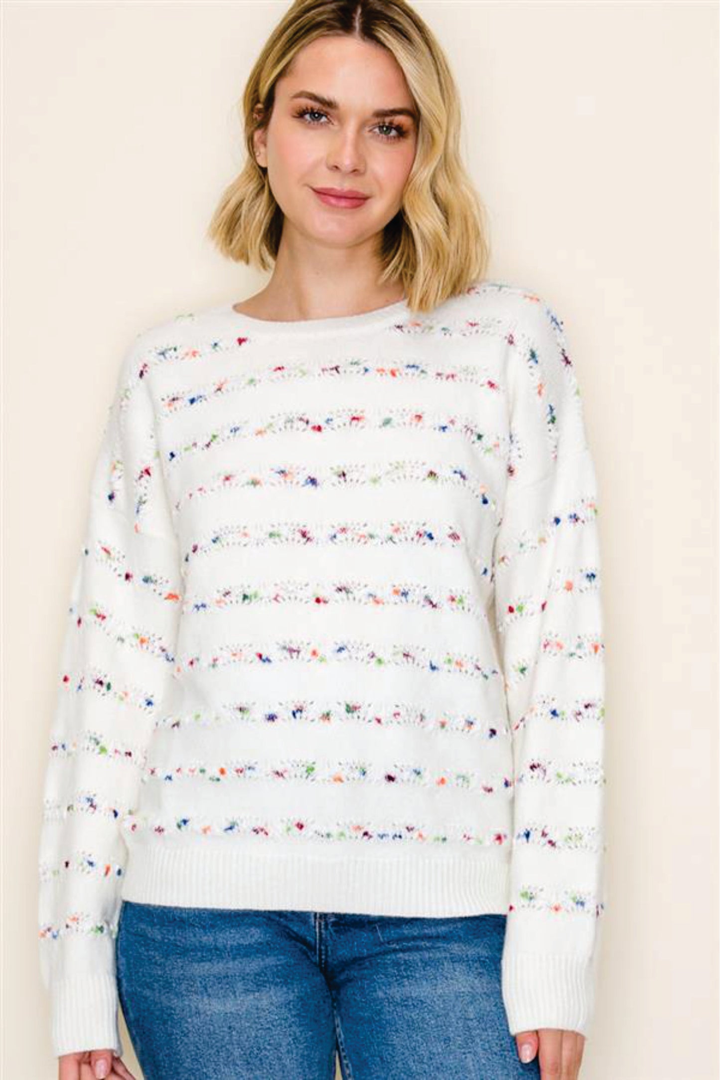 Ivory Confetti Knit Sweater
