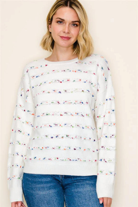 Ivory Confetti Knit Sweater