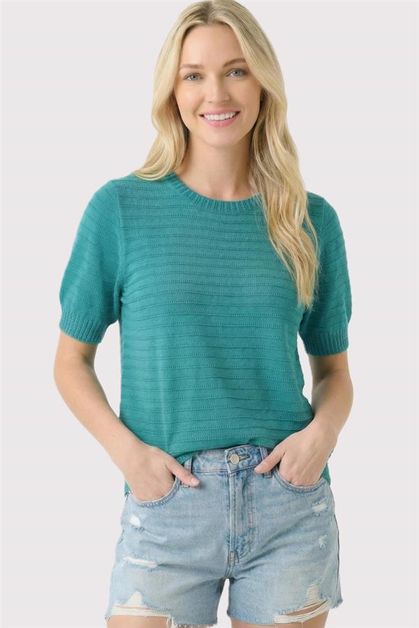 Jade Breeze Pointelle Knit Sweater Top