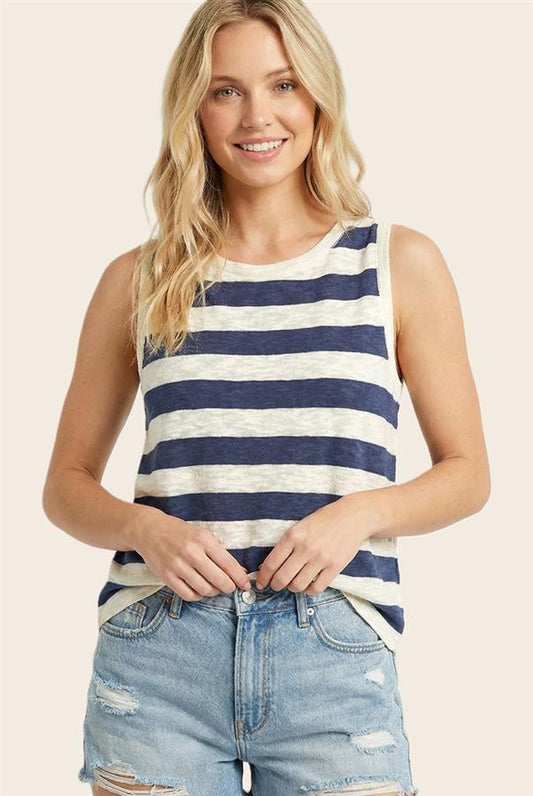 Navy Stripe Sleeveless Tank