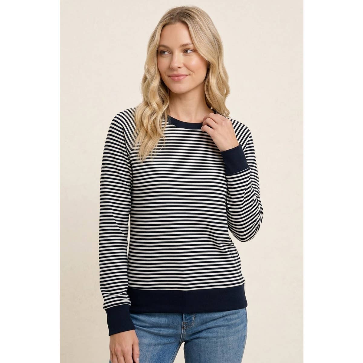 Navy Striped Top