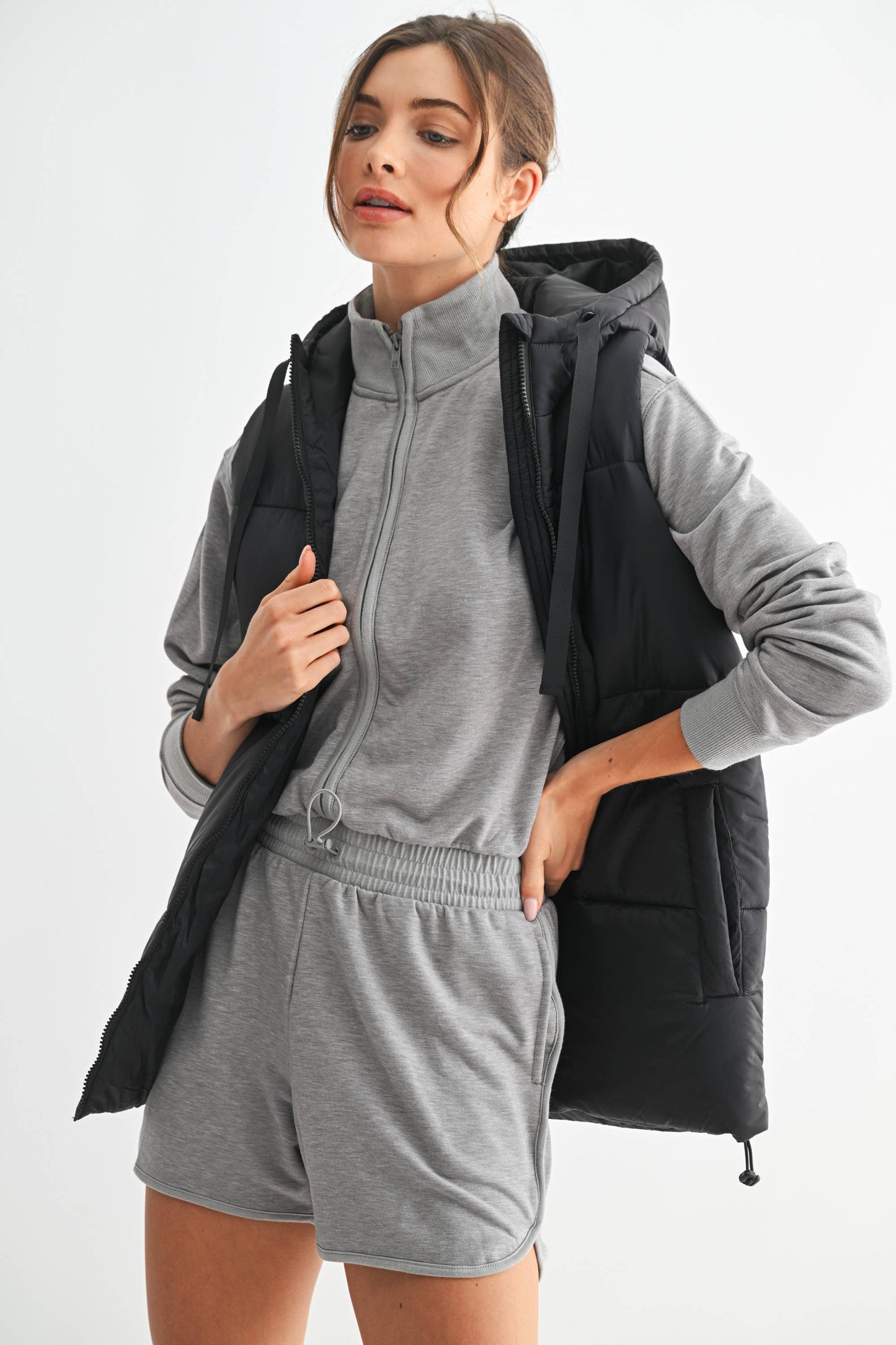 Mono B Longline High Neck Padded Vest