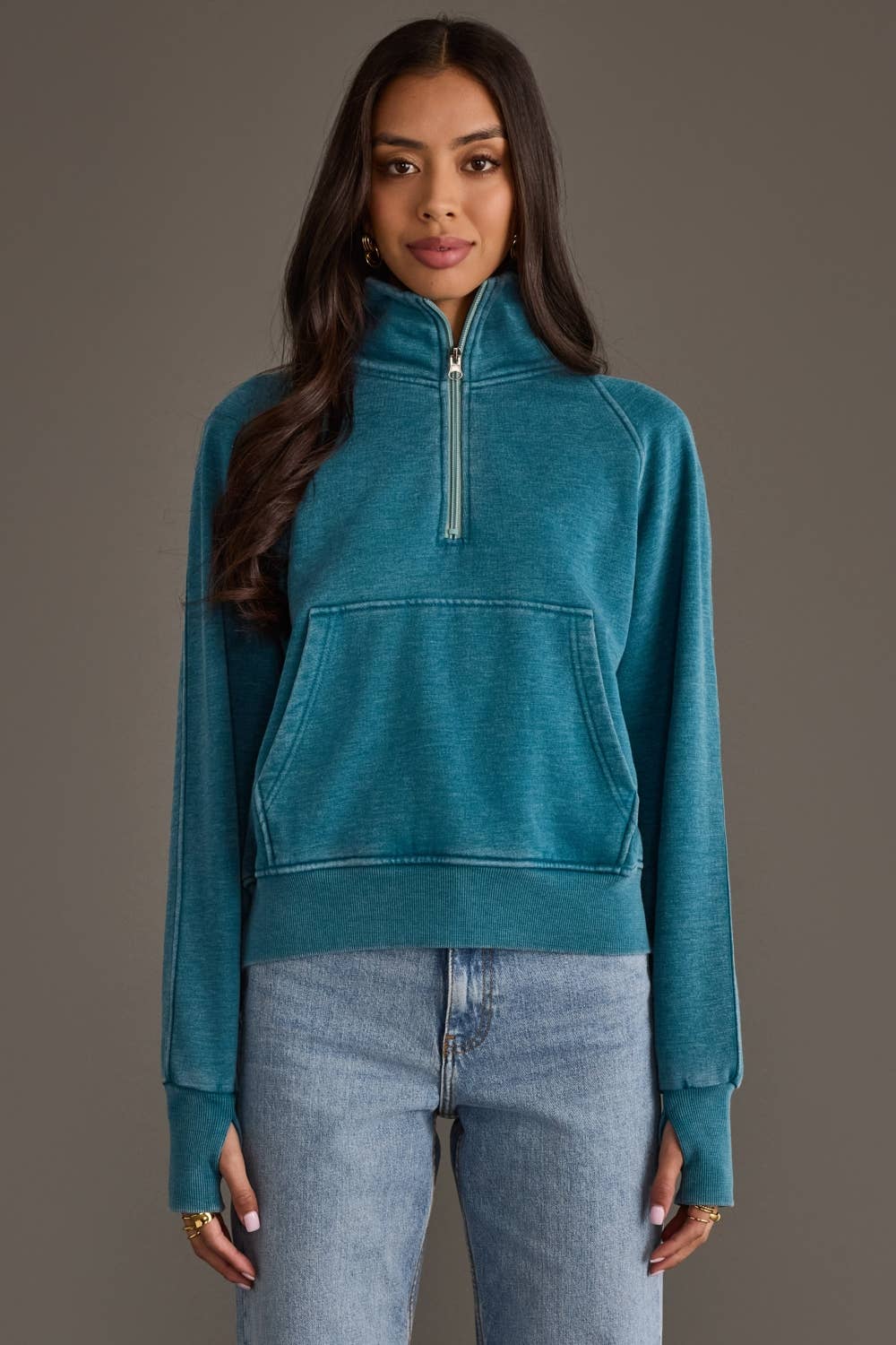 Dk. Teal Quarter Zip Sweatshirt