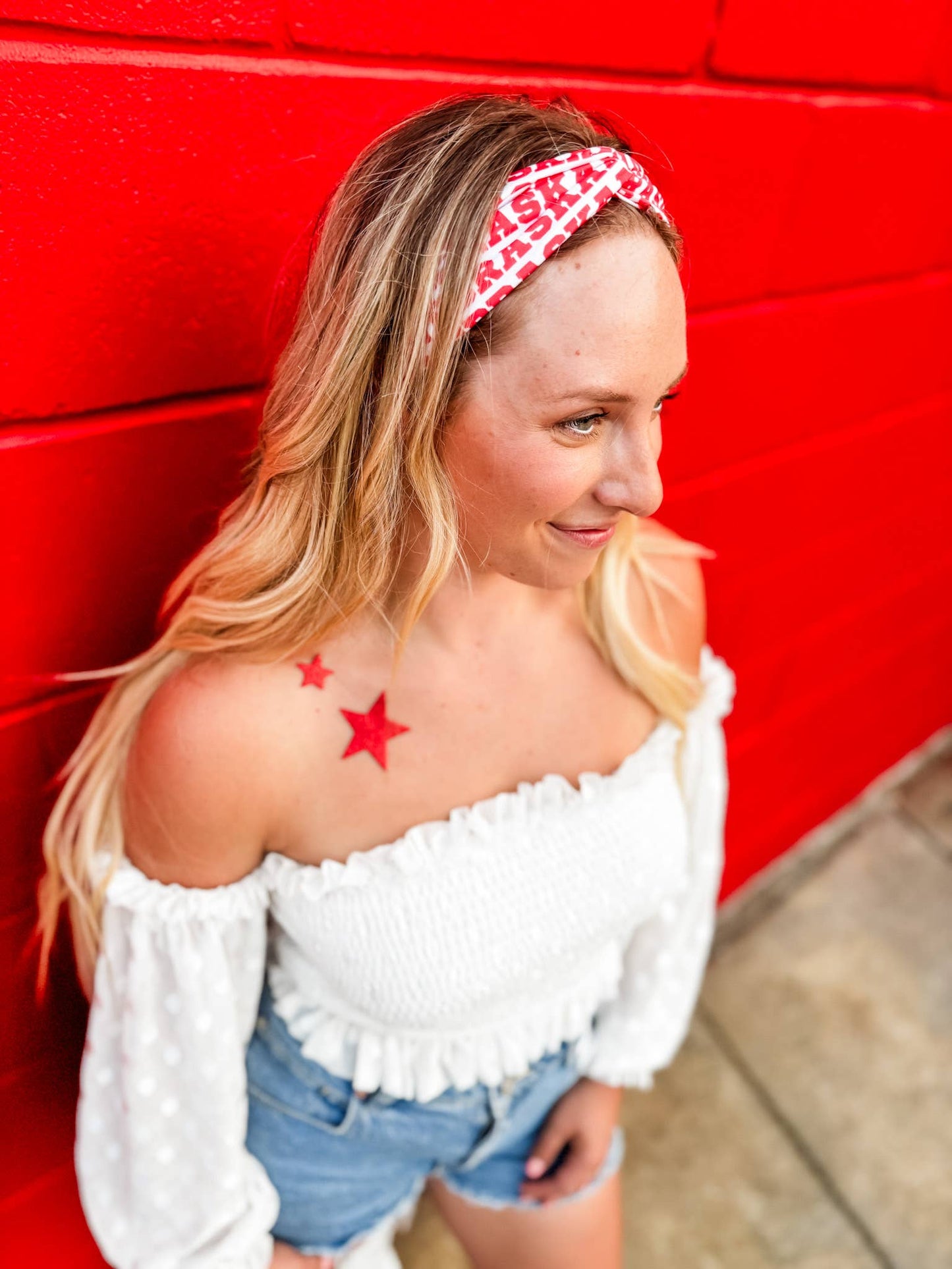 Red Nebraska Printed Turband Headband