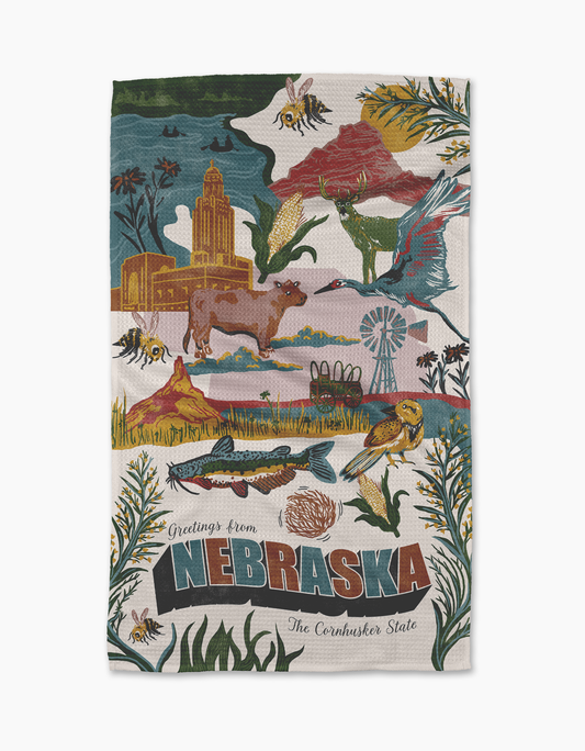 Greetings From Nebraska Tea Towel