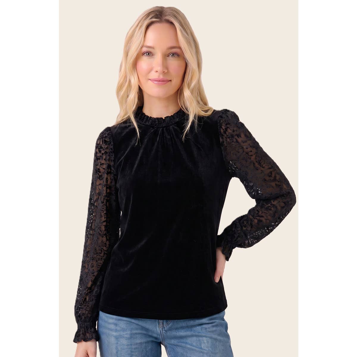 Burnout Velvet Sleeved Top
