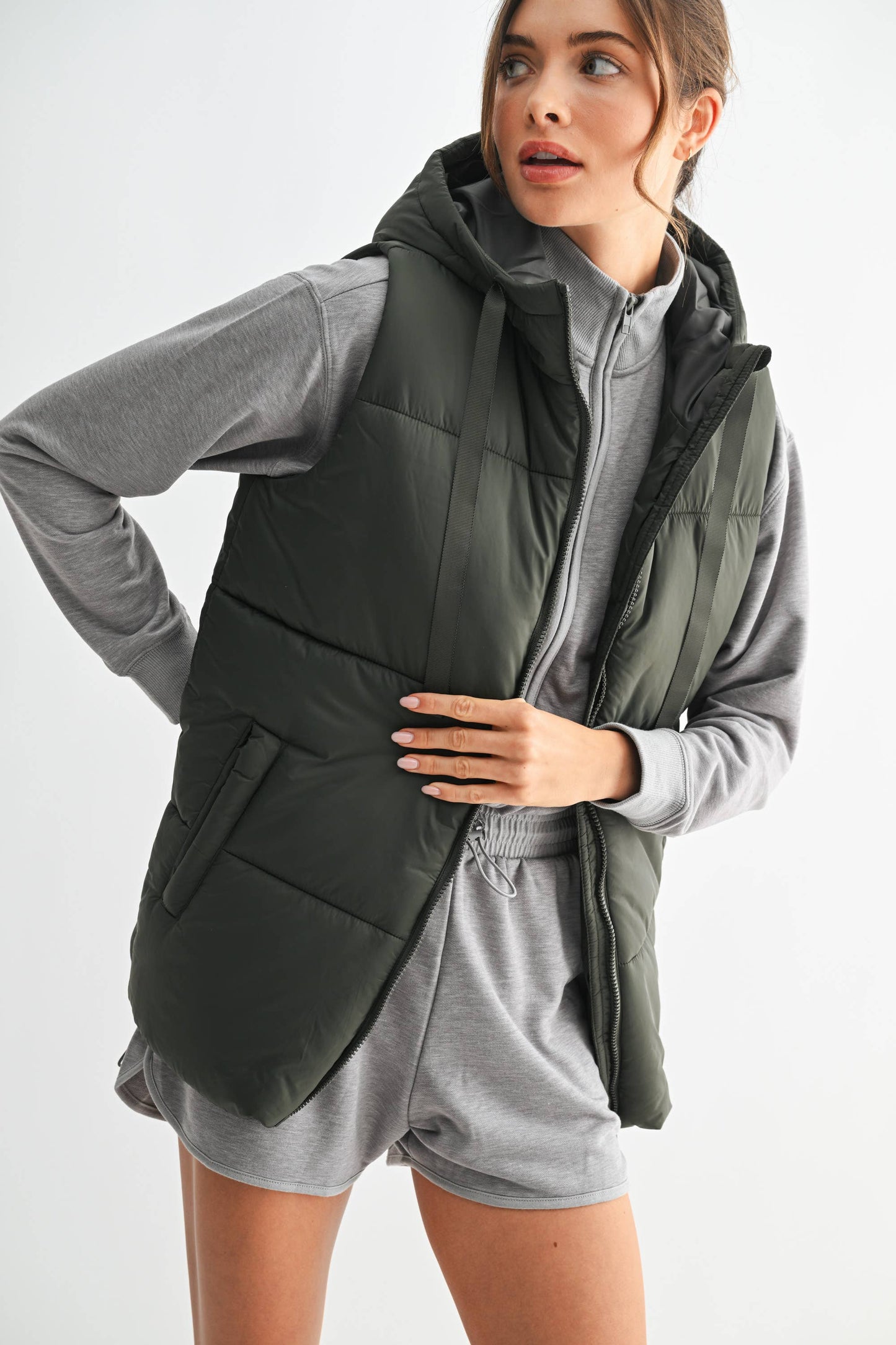 Mono B Longline High Neck Padded Vest