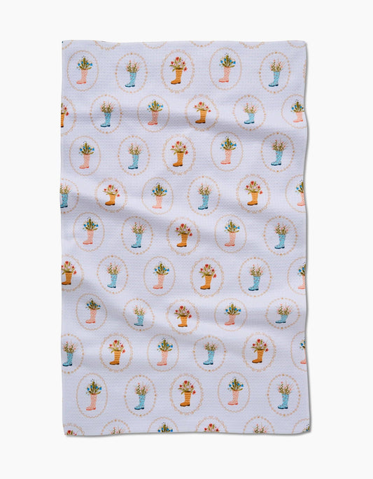 Rainboots in Bloom Tea Towel