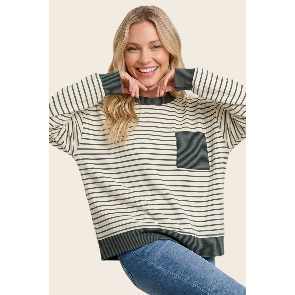 Olive Striped Sweater