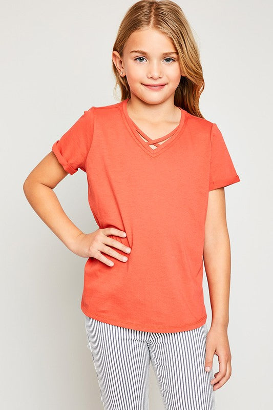 Kids V-Neck Criss-Cross Tee