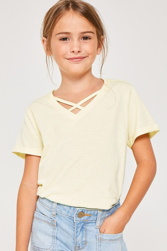 Kids V-Neck Criss-Cross Tee