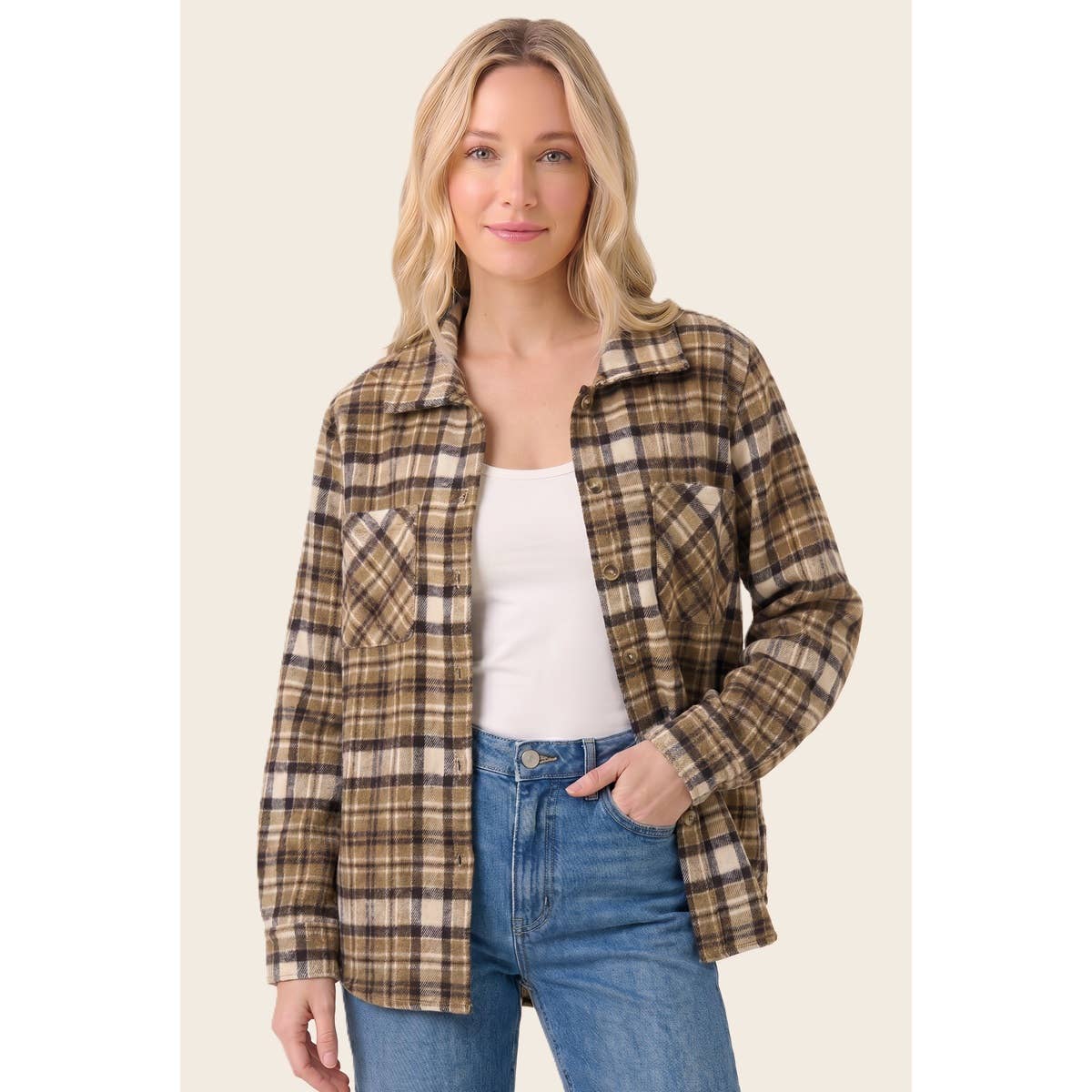Brown Button Down Flannel Jacket