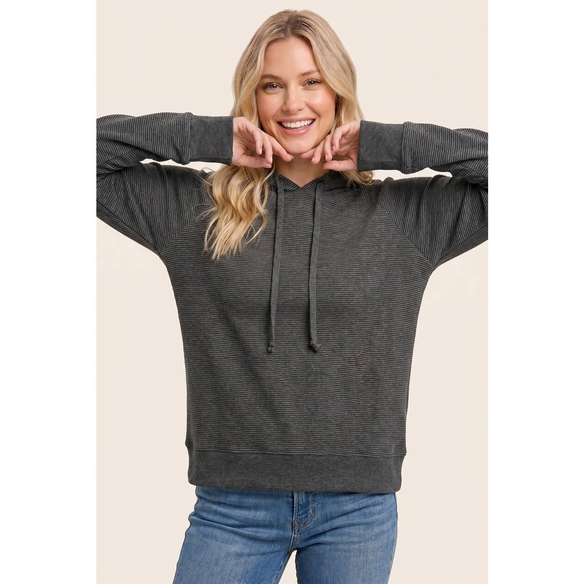 Black Pinstriped Hoodie