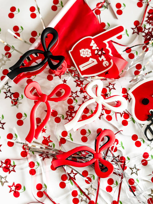 Two-Toned Bow Claw Clip  Red/White