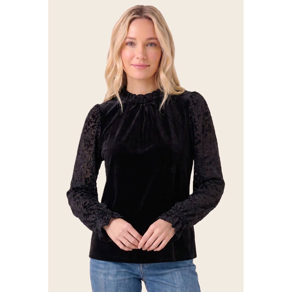 Burnout Velvet Sleeved Top