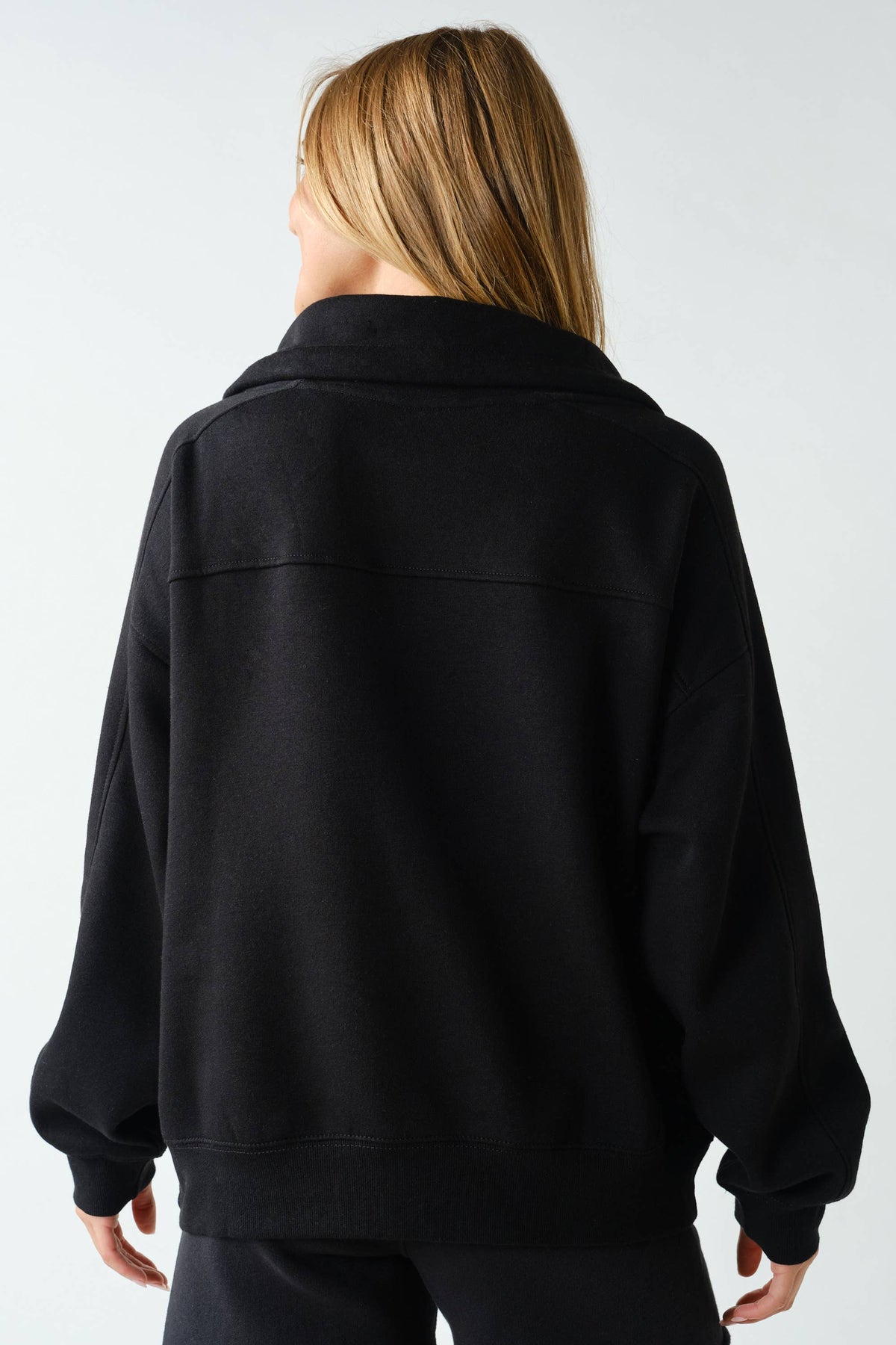 Mono B Black Fleece Half-Zip Pullover