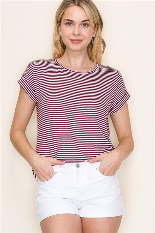 Burgundy Striped Everyday Tee