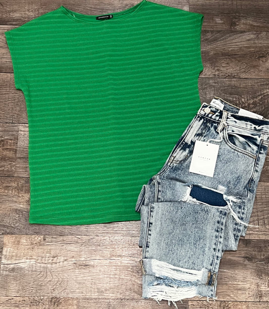 Kelly Green Ribbed Knit Top