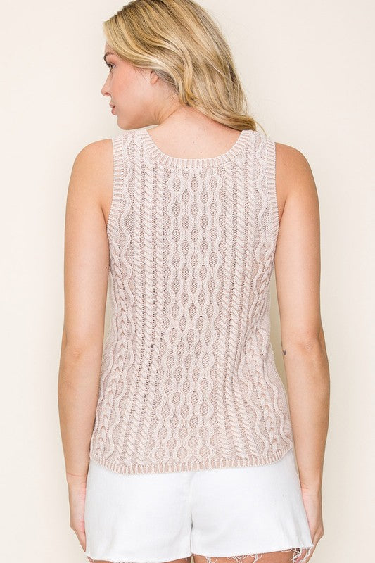 Oatmeal Cable Knit Tank Top