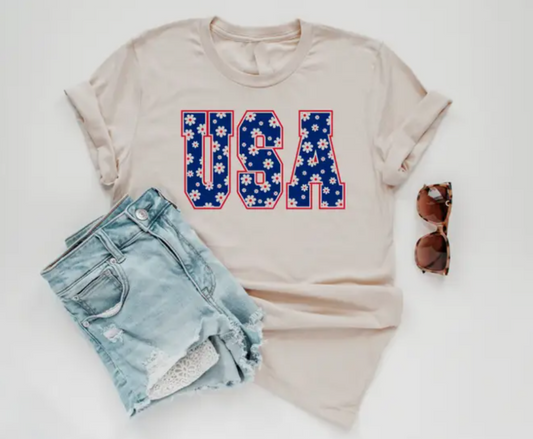 USA Daisy 4TH of July American Summer Graphic Tee