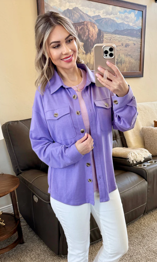 Brenna Button Down Top - Purple