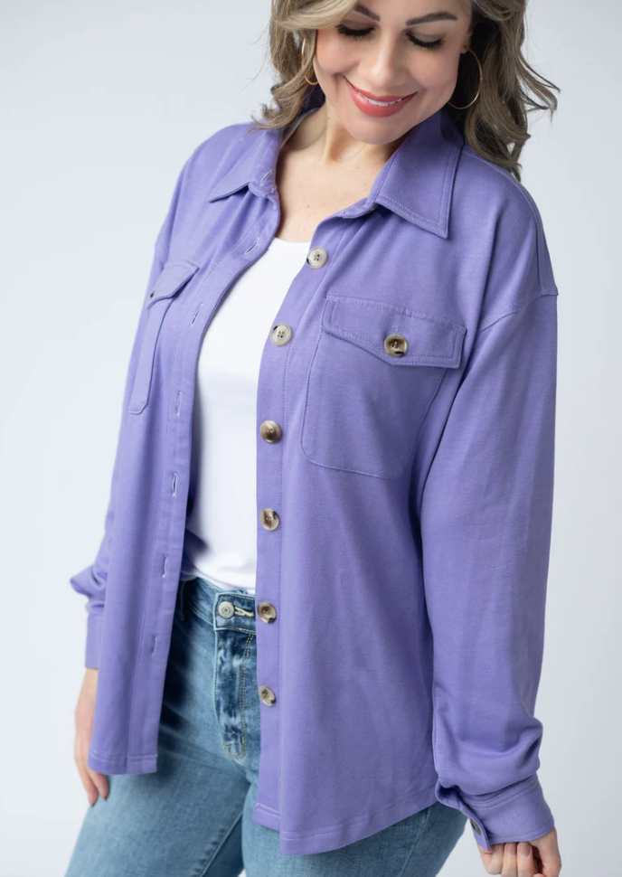 Brenna Button Down Top - Purple