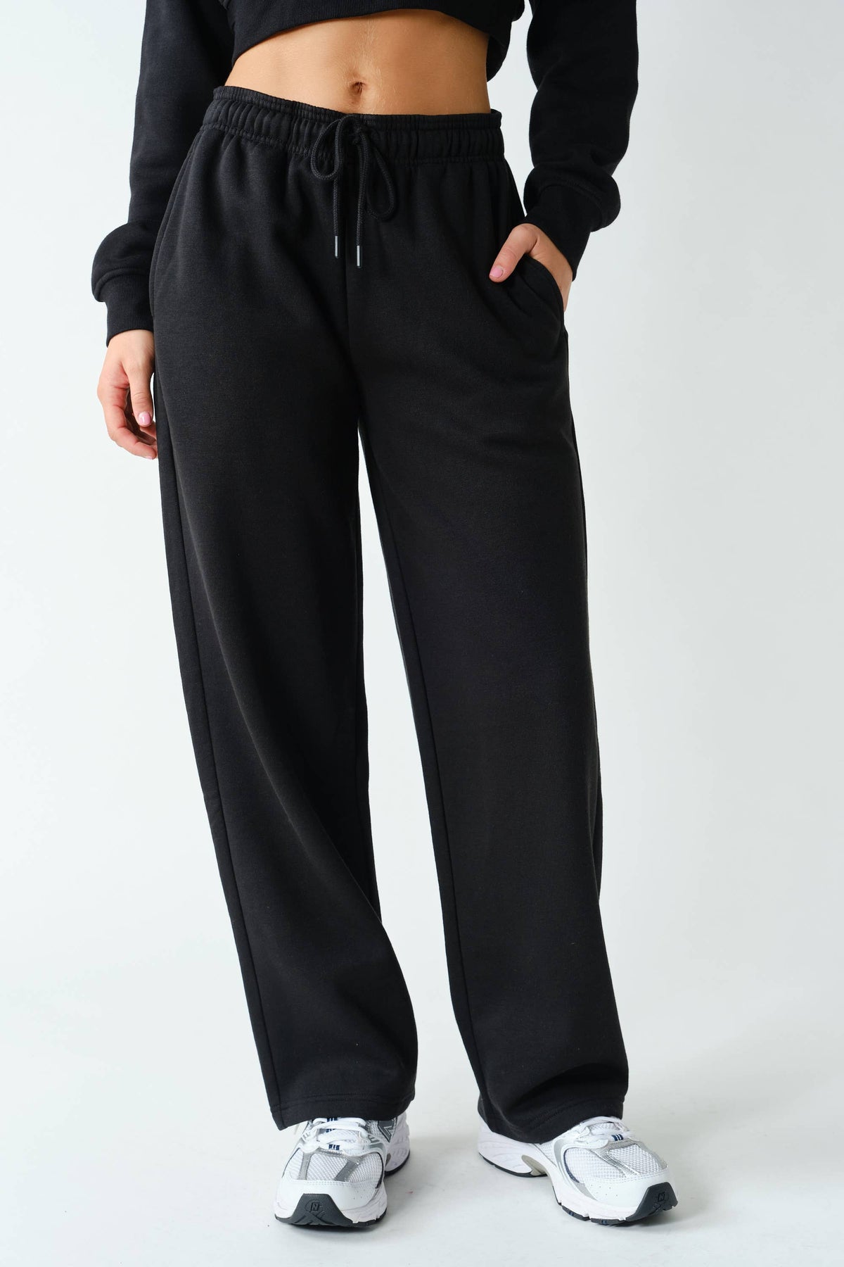 Mono B Black Fleece Relaxed Fit Sweatpant