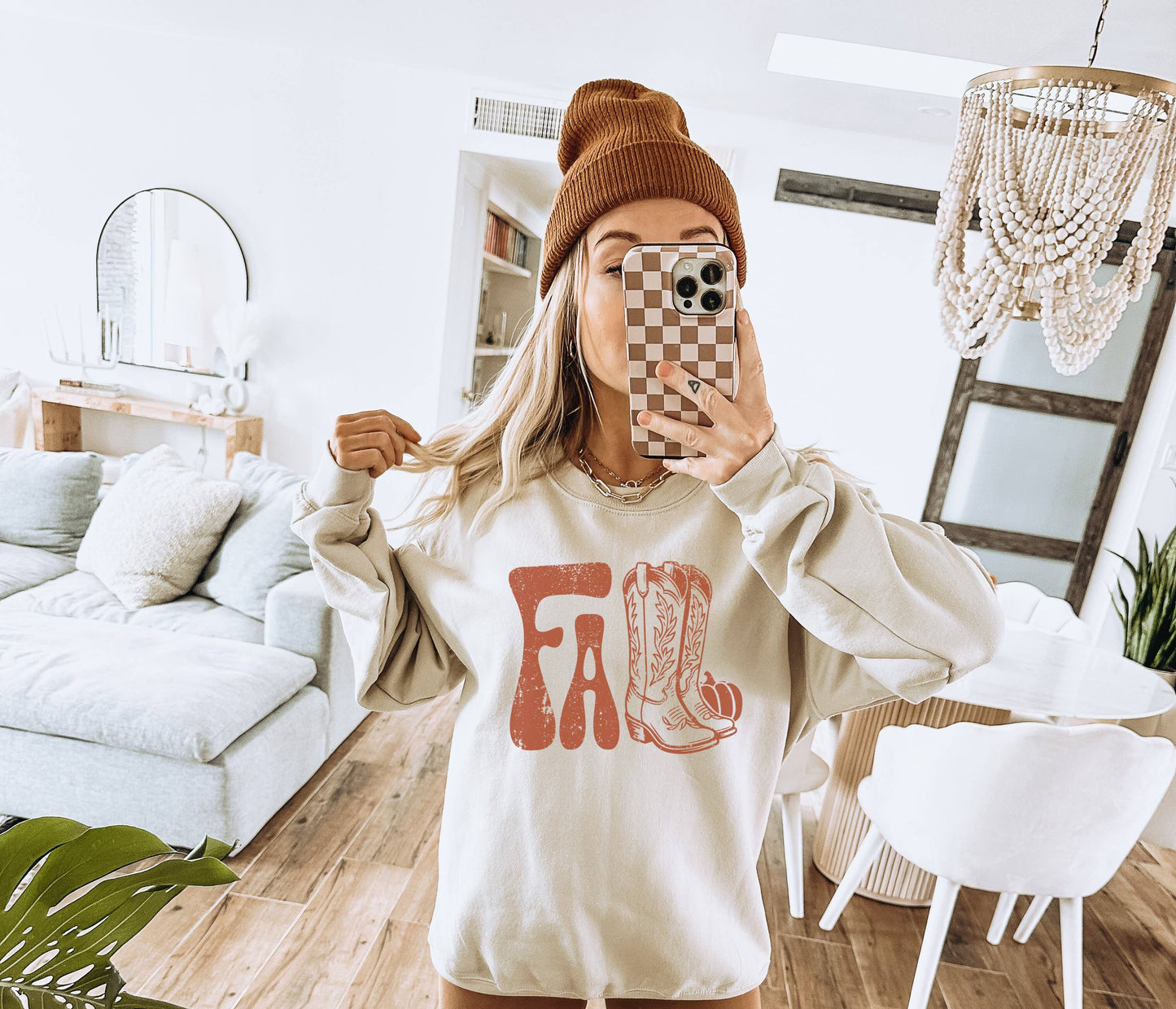 Fall Boots Crew Neck Sweatshirt