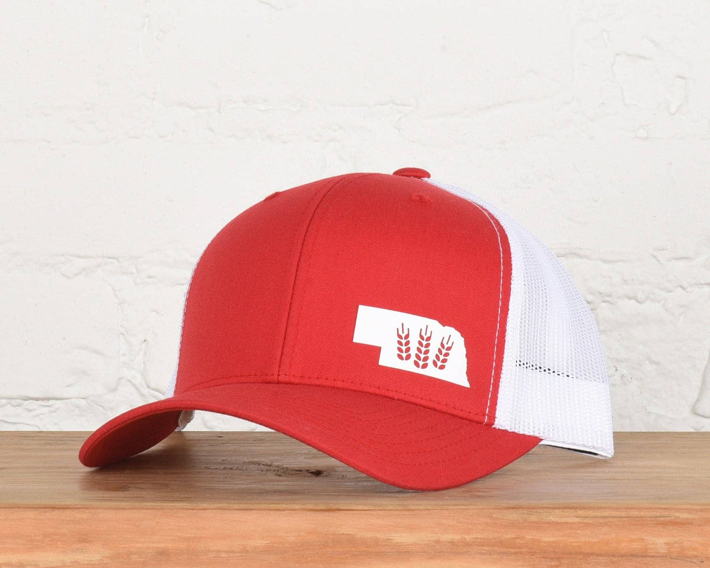 Nebraska Braided Wheat Snapback: Red/White
