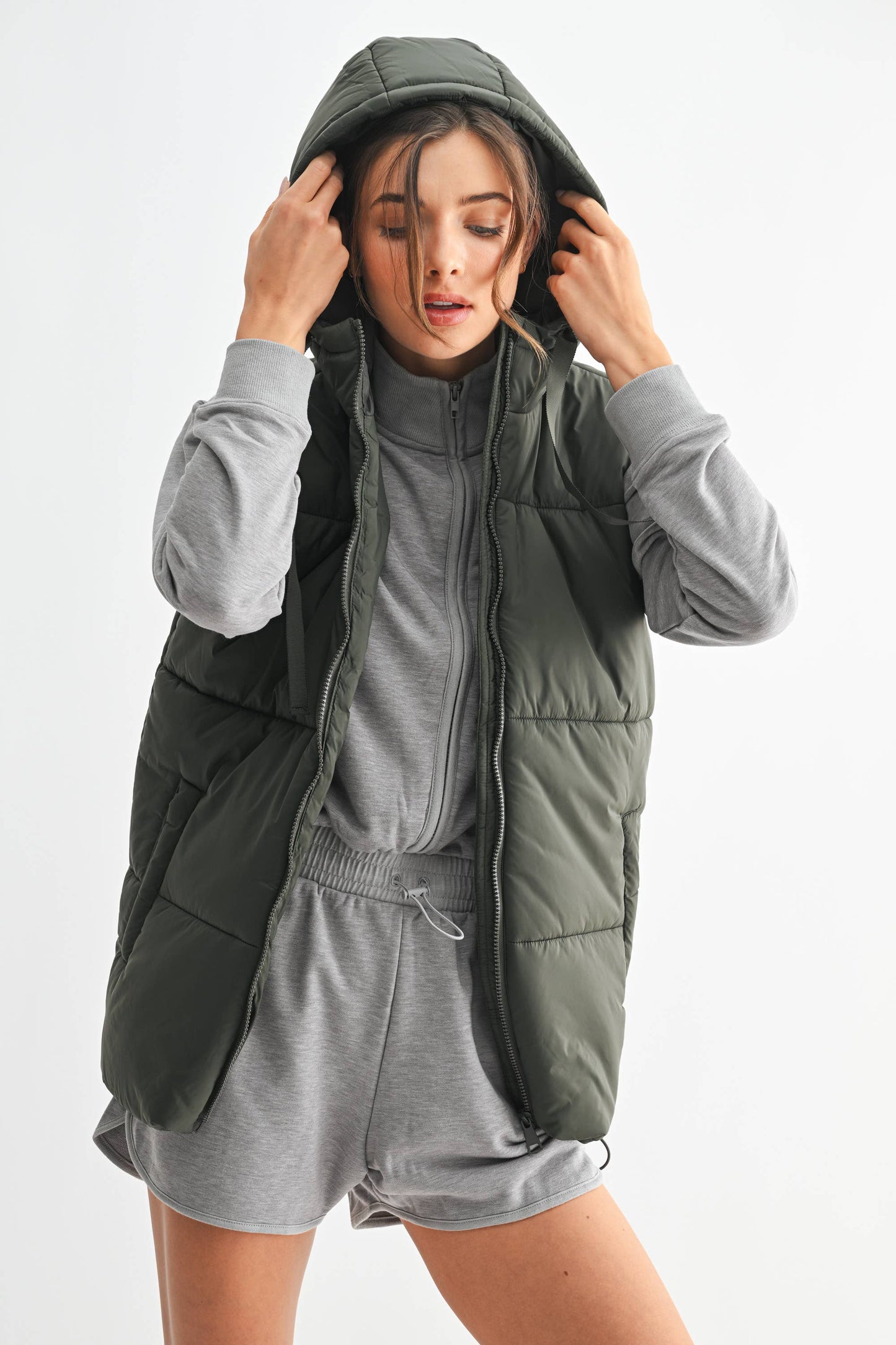 Mono B Longline High Neck Padded Vest