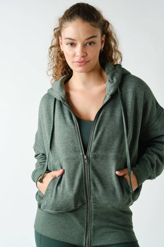 Mono B Fleece Hoodie Jacket with Tapered Sleeves