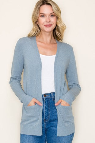 Dusty Blue Pocket Cardigan