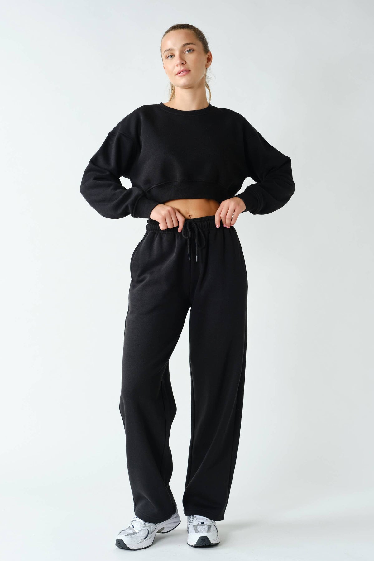 Mono B Black Fleece Relaxed Fit Sweatpant
