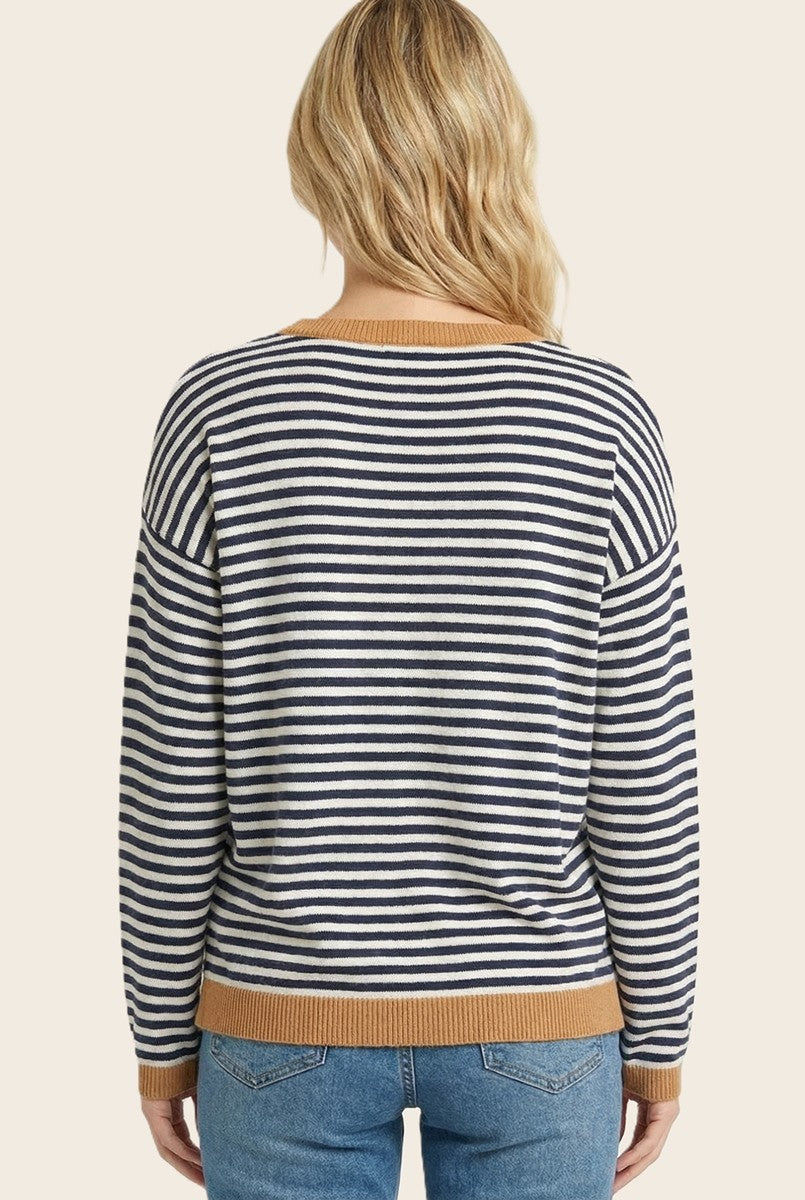 Striped Contrast Trim Sweater