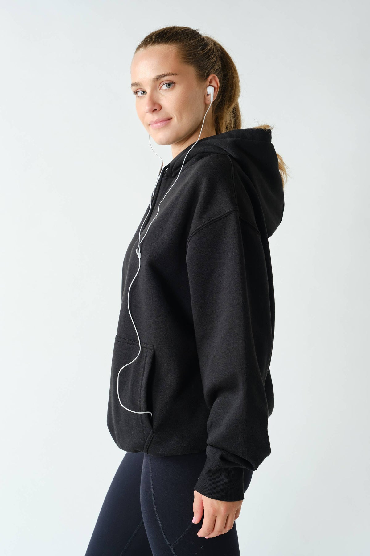 Mono B Black Drop Shoulder Hoodie
