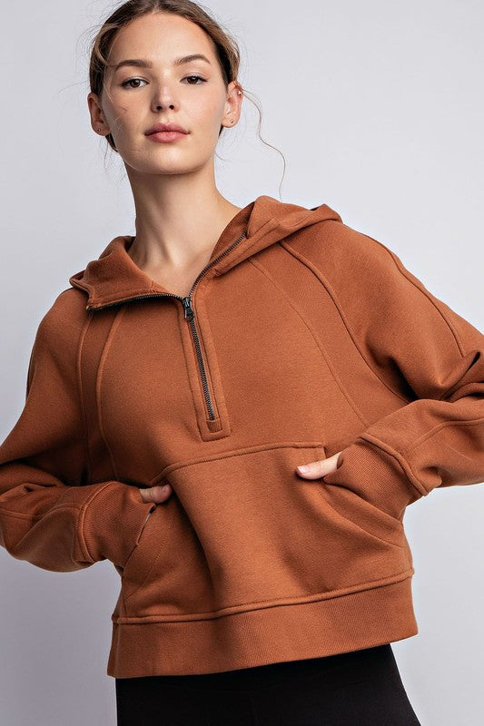 French Terry Cropped Hoodie Jacket