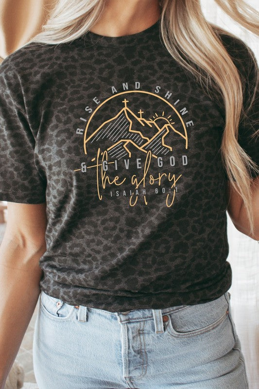 Give God the Glory Black Leopard Graphic T-Shirt