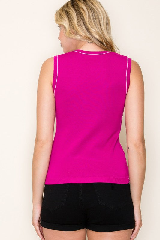 Fuchsia Ribbed Sleeveless Tank – Bold & Chic Wardrobe Staple