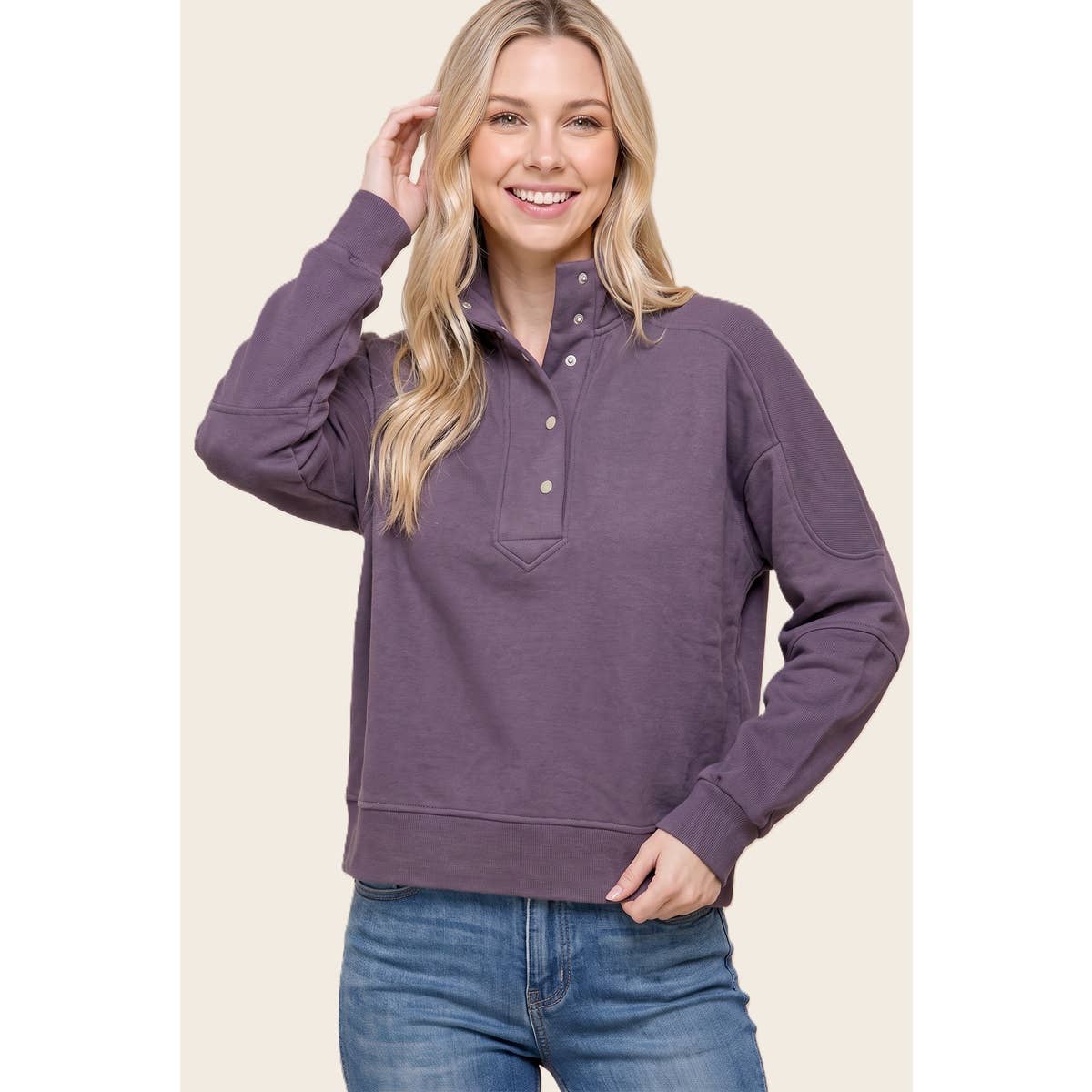 Plum Snap Button Sweatshirt