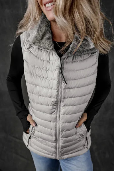 Pocketed Zip Up Vest