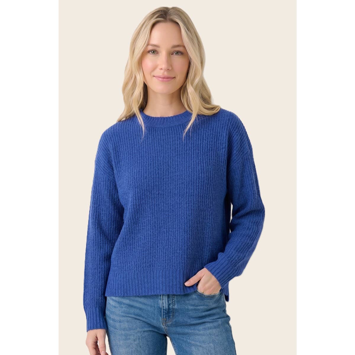 Solid Fuzzy Basic Sweater